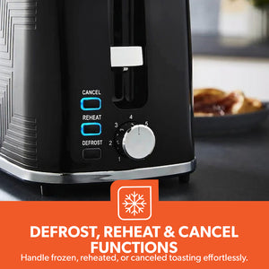 Geepas GBT36537 4-Slice Bread Toaster | 1350- 1600W Power  | Variable Browning Control | Dual Control Panels | Cancel, Defrost & Reheat Functions |  2 Years Warranty