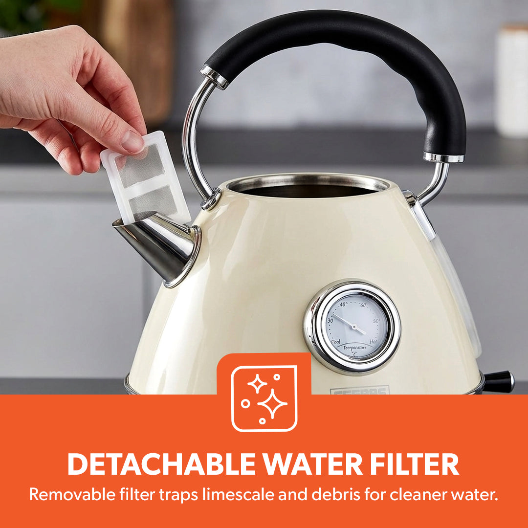 Geepas GK38073UK-CR Stainless Steel Cordless Kettle, 3000W Fast Boil Electric Jug, 1.7L Capacity, Strix Controller, Auto Shut-Off, Boil Dry Protection, 360° Base