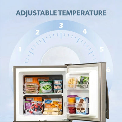 Geepas GRF2209SXE Double Door Defrost Refrigerator | Instant Cooling| Low Noise Operation| Adjustable Temperature Control|  Lock & Key| Silver Finish for Modern Kitchens