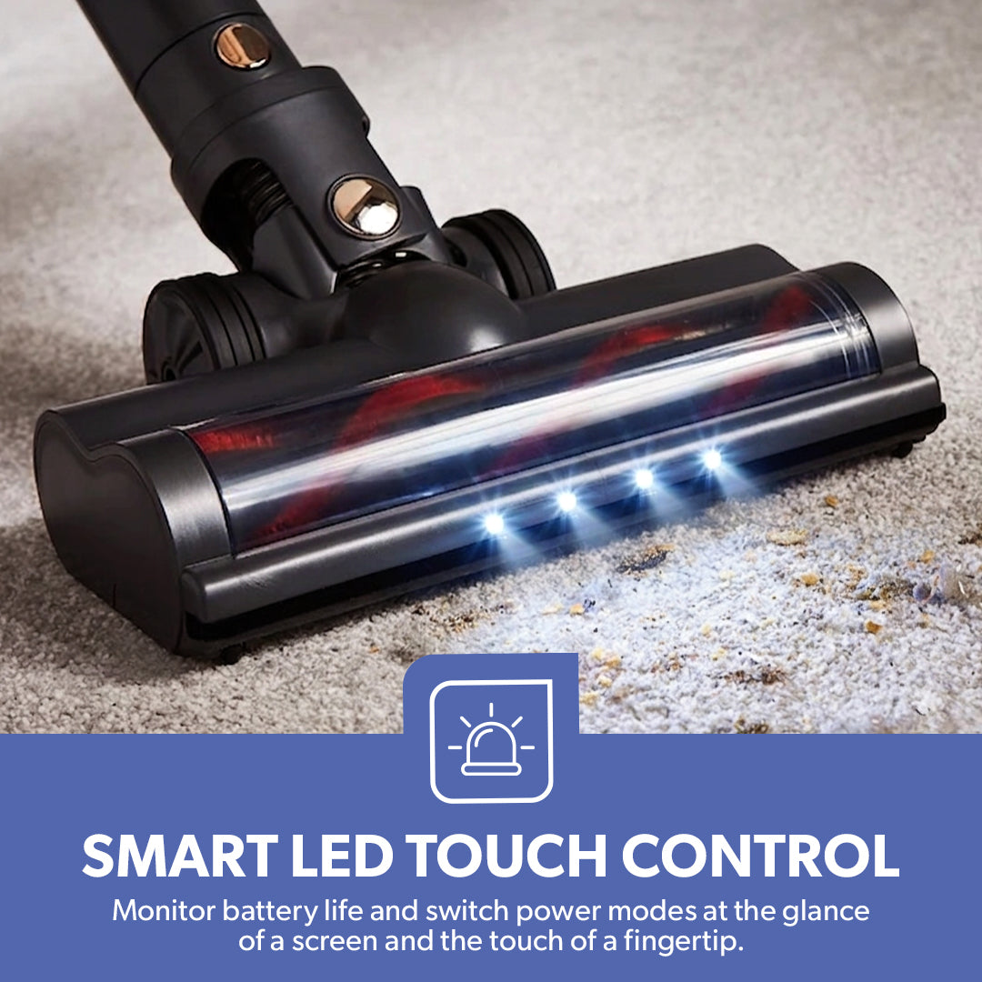 Geepas GVC19046UK Cordless 2-in-1 Stick Vacuum Cleaner with 29.6V Lithium-Ion Battery | 33kPa Suction Power | Flexible Bend Tube | LED Touch Panel | 55-Min Runtime