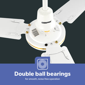 Geepas GF9428 56 Inch Ceiling Fan | 3 Speed Control| Rust Resistant Blades| Energy Efficient Motor| High Air Delivery for Maximum Cooling| Perfect for Home & Office Use