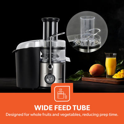 Geepas Digital Juice Extractor- GJE46023| 1.0 liter Jug| 2.0 Pomace Container| 800 W  | 5 Speed Setting| Touch Control | Stainless Steel Housing| 2 Years Warranty
