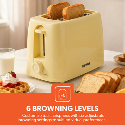Geepas GBT36550UK-BG 2 Slice Bread Toaster 650W with 6 Browning Settings | Removable Crumb Tray | Cancel Function | Cord Storage and Compact Kitchen Design | Durable