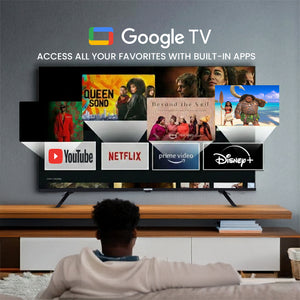 Geepas GLED6565GTQLD 65” 4K Ultra HD QLED Smart TV with Google TV | Dolby Audio & HDR | Built-in Chromecast | 3 HDMI, 2 USB, DVB-T2/S2, Voice Remote & Wall Mount