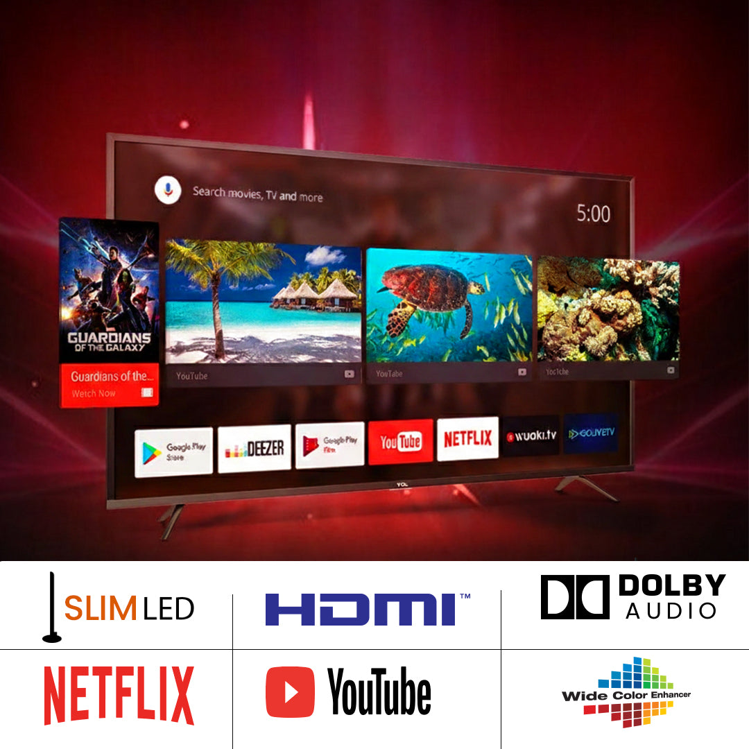 Geepas GLED3215GTQLD 32 Inch HD QLED Smart Google TV | Dolby Audio | Built-in Chromecast | HDMI & USB | 1366x768 Resolution |  Remote & Slim Design | 1-Year Warranty