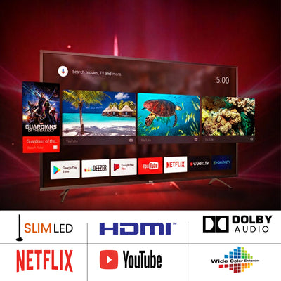 Geepas GLED3215GTQLD 32 Inch HD QLED Smart Google TV | Dolby Audio | Built-in Chromecast | HDMI & USB | 1366x768 Resolution |  Remote & Slim Design | 1-Year Warranty
