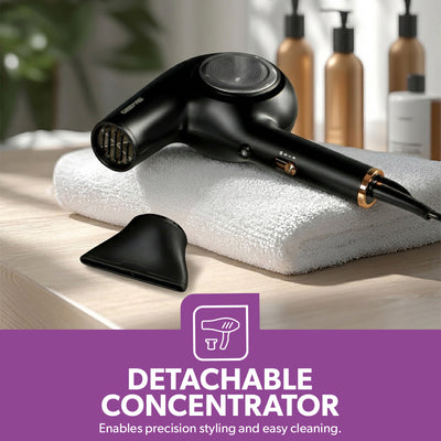 Geepas GH8645 1800W Hair Dryer | DC Motor| 3 Speed Settings| Cool Shot Function| Detachable Concentrator Nozzle| Professional Hair Drying & Styling | 2 Years Warranty