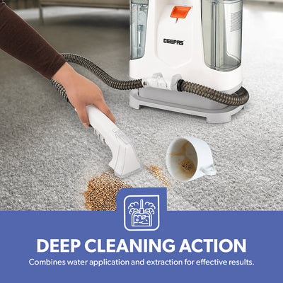 Geepas GSC19050UK Portable Spot Cleaner for Carpets & Upholstery | Dual Water Tank Design | Lightweight Construction | Deep Cleaning Action | Ideal for Multiple Surfaces