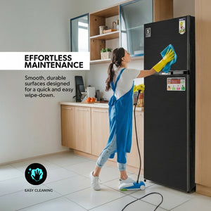 Geepas GRF3207SSXXN No Frost Double Door Refrigerator with Inverter Technology | Multi Air Flow  | Twist Ice Maker | Large Storage Capacity | Stainless Steel Finish