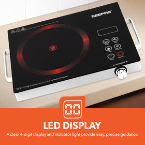 Geepas Digital Infrared Cooker GIC6920 | 2000W Ceramic Heating Element| Multi-Stage Cooking Options| Touch Control| 4-Digit LED Display| Portable Design| 2 Year Warranty