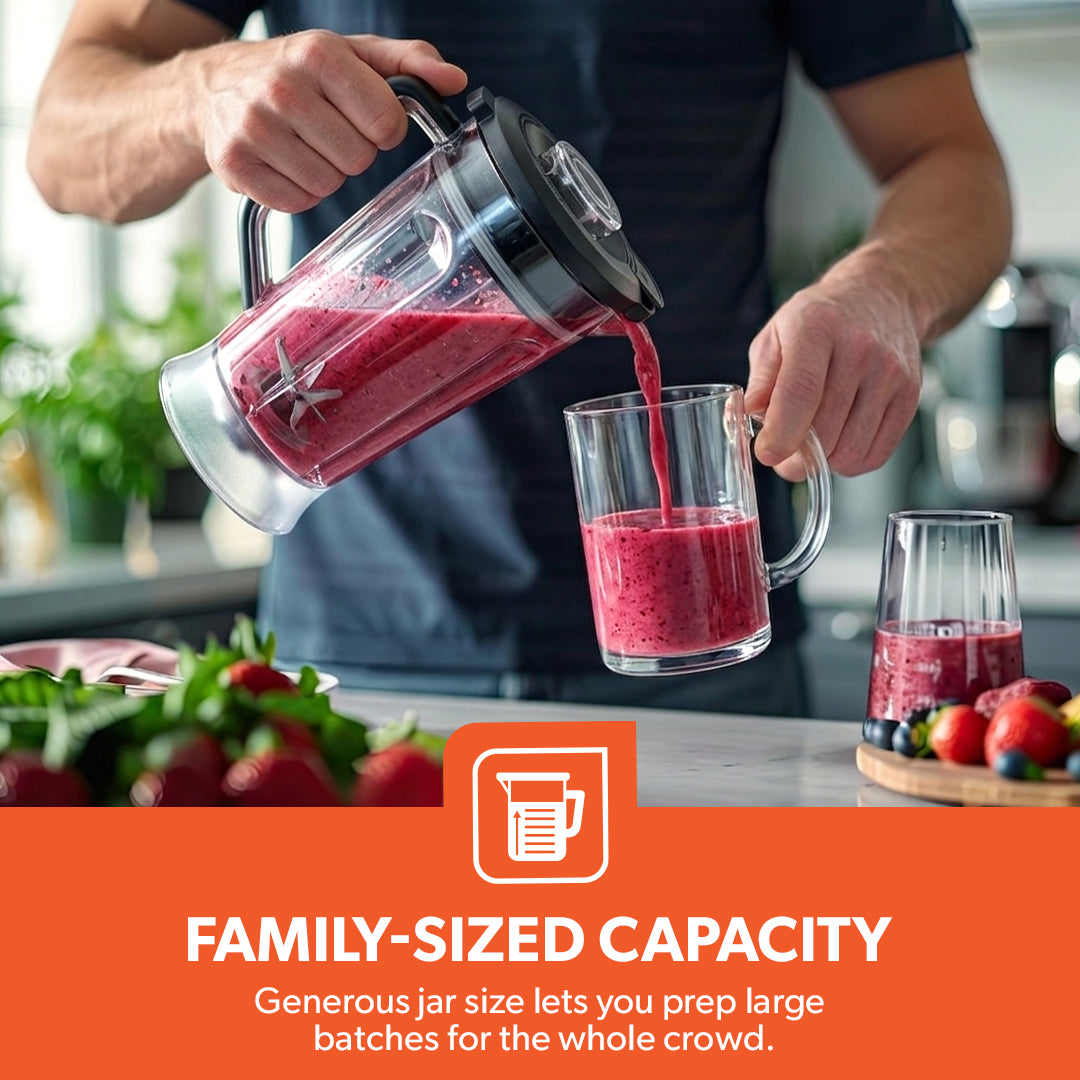 Geepas GSB44116UK Professional Blender with 1200W Peak Power Motor | 1.8L BPA-Free Tritan Jar | Variable Speed Control | Pulse Function & Ice Crush Technology | Durable