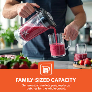 Geepas GSB44116UK Professional Blender with 1200W Peak Power Motor | 1.8L BPA-Free Tritan Jar | Variable Speed Control | Pulse Function & Ice Crush Technology | Durable