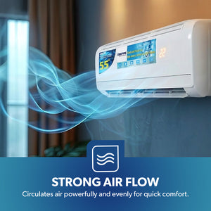 Geepas GACS1828RCA 1.5 Ton Split Type Air Conditioner | Full DC Inverter Compressor | 17400BTU Fast Cooling AC | 4D Air Flow | Self Cleaning & Golden Fin Protection