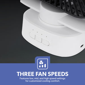 Geepas GF21122 8-Inch Oscillating LED Table Fan | Rechargeable AC/DC Function| 2x1500mAh Lithium Battery| Two-Level LED Light| 9 Hours Working Time| 2 Years Warranty
