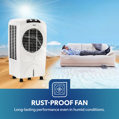 Geepas GAC9602 Air Cooler | 70L Large Water Tank| 150W Power Consumption| Efficient Honeycomb Cooling Pads| Rust Proof Fan| High Airflow Performance| 2 Years Warranty