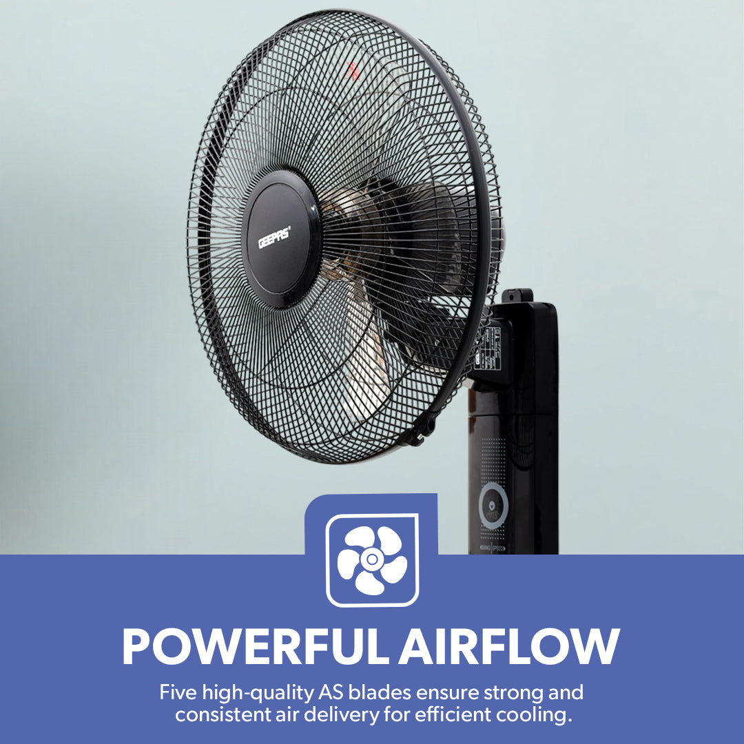 Geepas GF9483 16 Inch Wall Fan | Powerful Copper Motor with 3 Speed Control | 5 Durable AS Blades | Wide Angle Oscillation | Overheat Protection |  2 Years Warranty