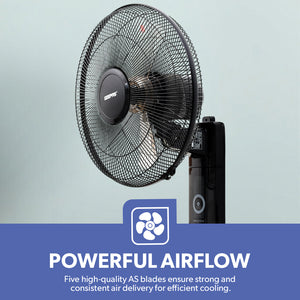 Geepas GF9483 16 Inch Wall Fan | Powerful Copper Motor with 3 Speed Control | 5 Durable AS Blades | Wide Angle Oscillation | Overheat Protection |  2 Years Warranty