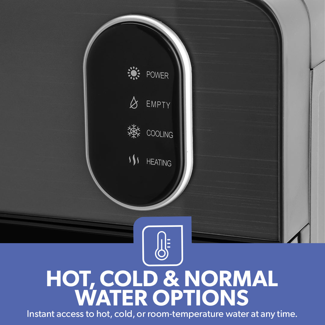 Geepas GWD17037 Bottom Loading Water Dispenser | Hot, Cold & Normal Water Options| Stainless Steel Water Tank| Fast Cooling Compressor System | 3 Tap Convenient Design