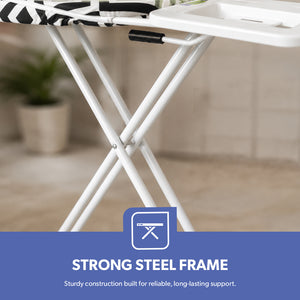 Royalford RF8523 Ironing Board | 100% Cotton Cover | Foldable | Heavy Duty Ironing Board with Foam Padding | Strong Steel Frame for Comfortable Home Laundry Use