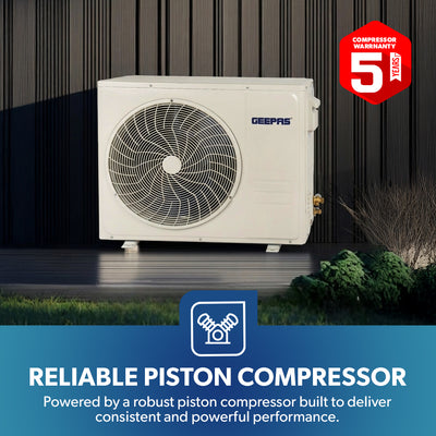 Geepas 2 Ton Split AC-24K, R410A Refrigerant, High-Efficiency Piston Big Compressor,T3 Climate Design,Powerful Cooling, Energy Efficient, Durable and Reliable Performance