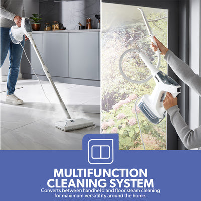 Geepas GSC19044UK Multifunction Handheld and Floor Steam Cleaner with 295ml Water Tank | Digital Touch Control Panel | High Power Steam Output and Docking Station