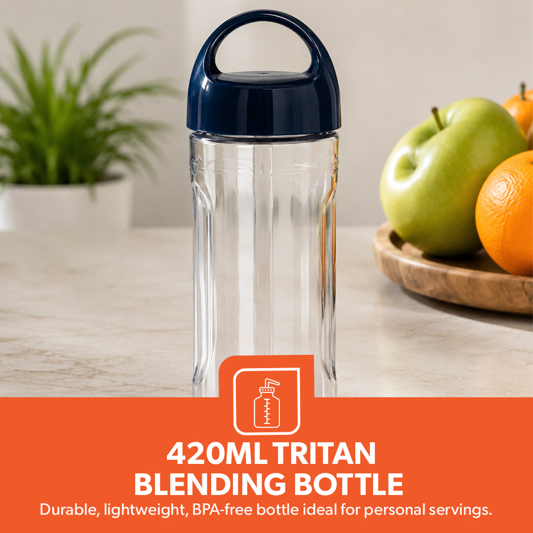 Geepas GSB44058 Rechargeable Portable Blender | 420ml USB Smoothie Blender c Powerful 150W Motor | Digital Battery Display  | USB Type-C Charging | One-Touch Operation