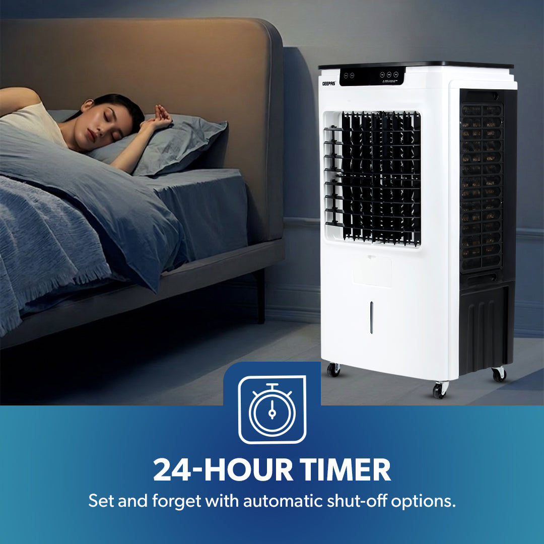 Geepas GAC9495 Digital Air Cooler | 45L Large Water Tank |  3 Adjustable Wind Speeds|  Powerful 4500m³/h Airflow |  Energy Efficient Cooling System |  2 Years Warranty