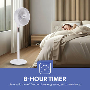 Geepas GF21205 14” Stand Fan with Remote Control | Scandi Series, 60W Motor| 3-Speed| 8H Timer| 5-Blade Air Circulation| Wide Oscillation| Korean Style| 2 Years Warranty