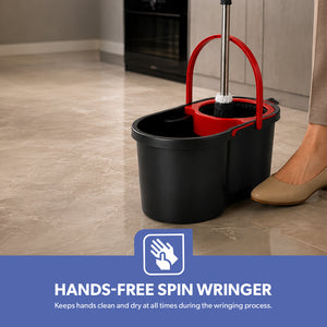 Royalford Elegant Spin Easy Mop | 360° Rotating Microfiber Mop Head| 16L Large Bucket Capacity| Hands-Free Wringing & Splash-Free Cleaning for Professional Home Use