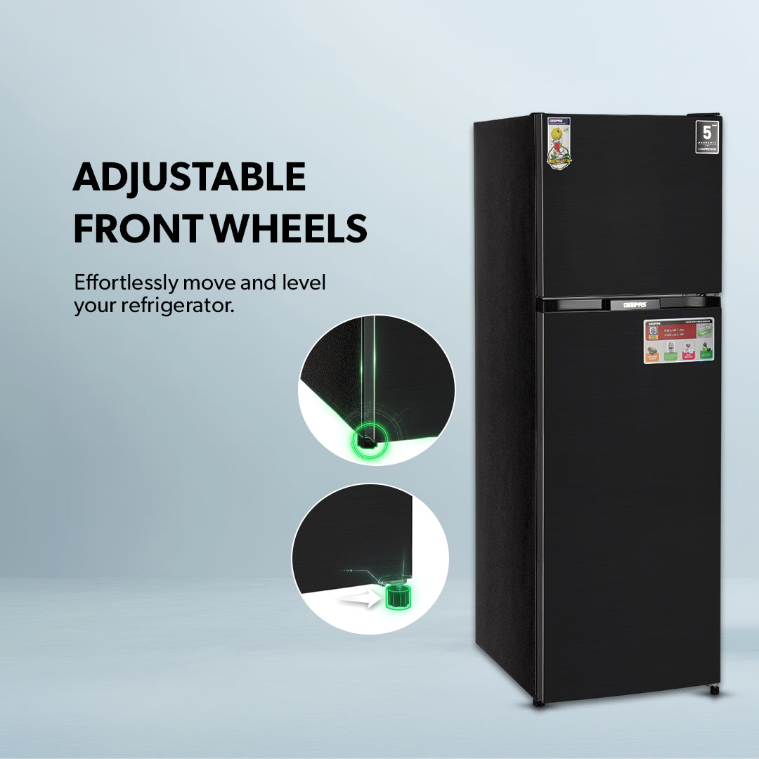 Geepas GRF4120SSXN 410L Double Door No Frost Refrigerator | Dual Temperature Setting| Quick Cooling| Long-Lasting Freshness| Low Noise & Energy Saving| 1 Year Warranty