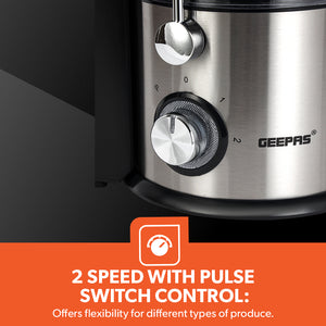 Geepas Digital Juice Extractor- GJE46023| 1.0 liter Jug| 2.0 Pomace Container| 800 W  | 5 Speed Setting| Touch Control | Stainless Steel Housing| 2 Years Warranty