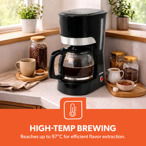 Geepas GCM6103 Coffee Maker | 1.5L Capacity| High-Temperature Glass Carafe| Permanent Nylon Filter| Transparent Water Gauge| Non-Stick Warming Plate| 1000W Power