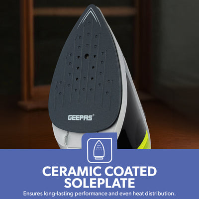 Geepas GGS25019 Handheld Garment Steamer | 1650–1950W | 170ml Water Tank | Ceramic Soleplate | 30g/min Steam | Travel-Friendly & Vertical Ironing | 2 Years Warranty
