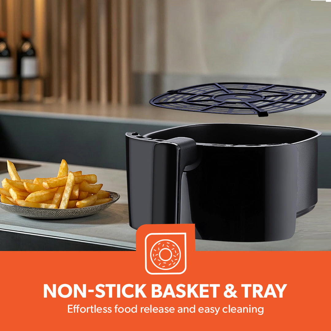 Geepas GAF37550 4 Litre Air Fryer | 1500W Vortex Rapid Air Technology for Faster Cooking| Less Oil Frying | Adjustable Temperature Control |  Family Size Air Fryer