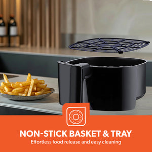 Geepas GAF37550 4 Litre Air Fryer | 1500W Vortex Rapid Air Technology for Faster Cooking| Less Oil Frying | Adjustable Temperature Control |  Family Size Air Fryer
