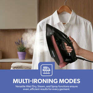 Geepas GSI24014UK 2400W Ceramic Steam Iron | Ceramic Soleplate |  Steam Burst & Self-Clean Function | Adjustable Temperature Control | Safe & Reliable Operation
