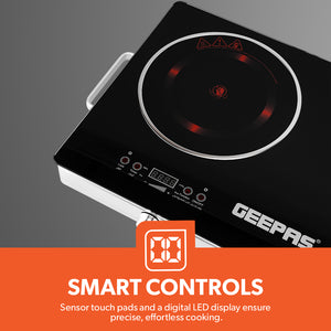 Geepas Digital Infrared Cooker GIC6131 |3600W Double Cooking Hob | Dual Ceramic Plates| Touch & Knob Control| Digital Display| Timer| Safety Protection|  2 Years Warranty