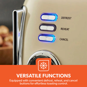 Geepas 4 Slice Toaster GBT36564UK-CR | 1500W Powerful Toaster with 6 Adjustable Browning Levels, Defrost, Reheat & Cancel Functions, Removable Crumb Tray, Cord Storage