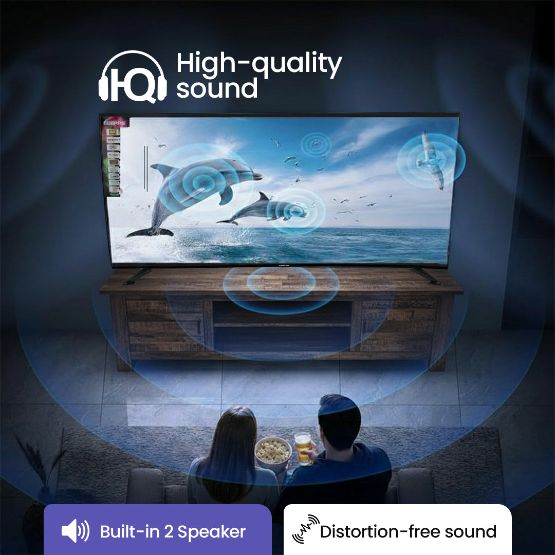 Geepas GLED7580SWUHD 75” 4K Ultra HD LED Smart TV |  WebOS Hub | Apple AirPlay | Frameless Design | MEMC Technology | 3 HDMI, 2 USB, Magic Air Mouse & Smart Apps