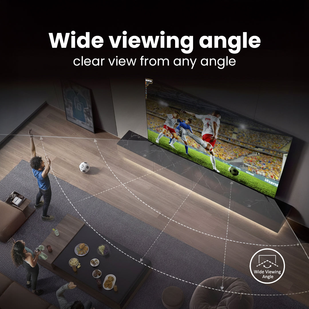 Geepas GLED9017CQLED 90”  Ultra HD QLED Smart TV |Android 14 | Frameless Design | Full Color Optimizer | 3 HDMI, 2 USB,  300cd/m² Brightness | Energy Saving Technology