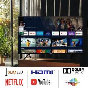 Geepas GLED7535GTQLD 75” 4K Ultra HD QLED Smart TV |  Google TV |  Dolby Audio & HDR |  Built-in Chromecast |  Voice Remote |  3 HDMI, 2 USB,  WiFi  &  Bluetooth