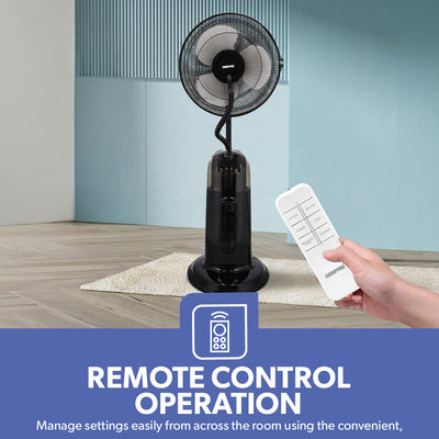 Geepas GF21161 16-Inch Mist Fan with LCD Display | 3 Wind Speeds| 3 Cooling Modes| 7.5-Hour Timer| 2L Water Tank| Remote Control| 100% Copper Motor| 2 Years Warranty