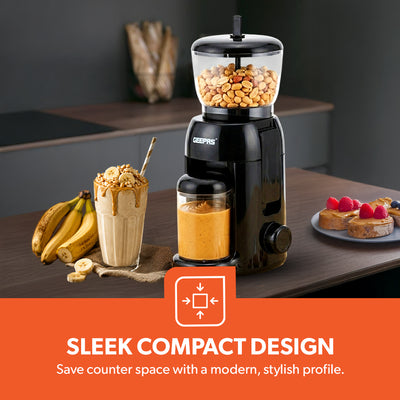 Geepas Peanut Butter Maker GPG63092 |500W Powerful Motor, Durable Stainless Steel Mill Plate, Large 756g Jar|  320ml Storage Cup for Fresh & Healthy Homemade Nut Butter