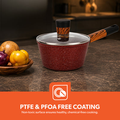 Royalford RF12491 Granite Coated Cookware Set 10 PCS with Lids | Induction Compatible Forged Aluminium Pots, Saucepan, Frypan & Nylon Cooking Tools | Ideal For Daily Use