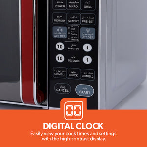 Geepas Digital Microwave Oven GMO1876 | 27L Capacity| 1400W Powerful Performance| Touch Control Panel| Multi-Cooking Functions| Defrost & Reheat Options| 1 Year Warranty