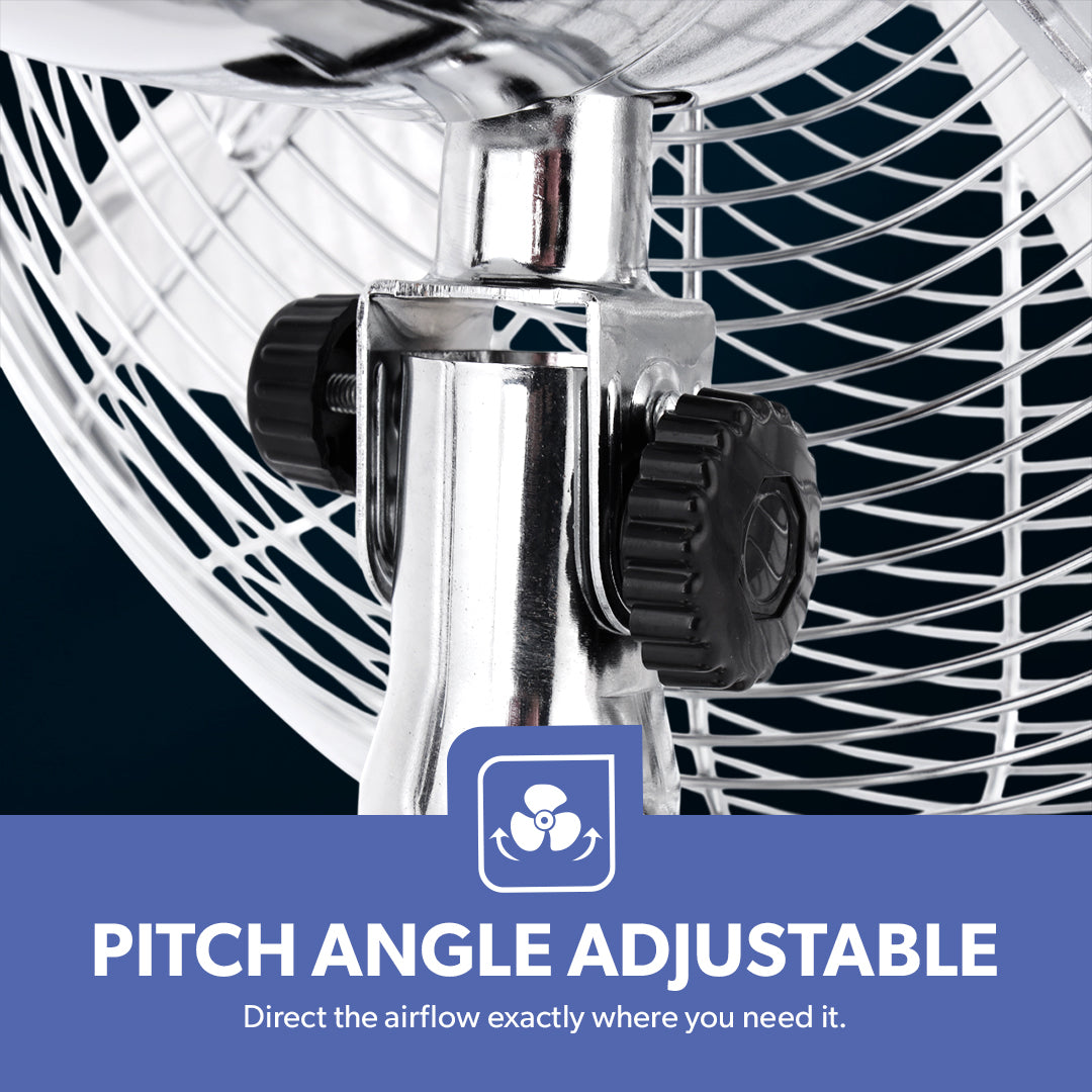Geepas GF9610 12” Metal Table Fan | 3-Speed Powerful Cooling with High-Performance Motor | Durable Metal Body | Adjustable Tilt | Wide Oscillation | 2 Years Warranty