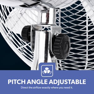 Geepas GF9610 12” Metal Table Fan | 3-Speed Powerful Cooling with High-Performance Motor | Durable Metal Body | Adjustable Tilt | Wide Oscillation | 2 Years Warranty