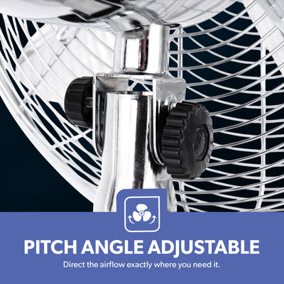Geepas GF9610 12” Metal Table Fan | 3-Speed Powerful Cooling with High-Performance Motor | Durable Metal Body | Adjustable Tilt | Wide Oscillation | 2 Years Warranty
