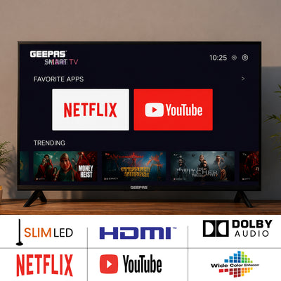 Geepas GLED3202SEHD 32-Inch Smart LED TV | HD Ready Android TV with HDMI & USB | MEMC Technology | HQ Sound System | Full Color Optimizer | Energy Saving Technology