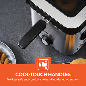 Geepas GDF36012UK 1.5L Deep Fryer with Adjustable Temperature Control | Heating Indicator Light | Cool Touch Handles | Stainless Steel Body for Crispy Fried Foods